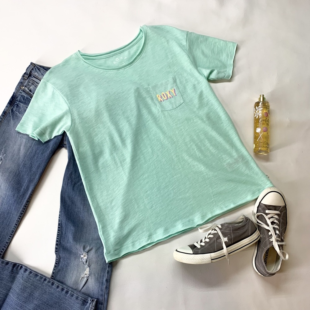 Roxy Be 100% You, Raw Hem, Pocket, Wide Neckline